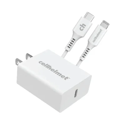 20W PD Wall Plug + 3' Round Lightning Cable - Type C - White